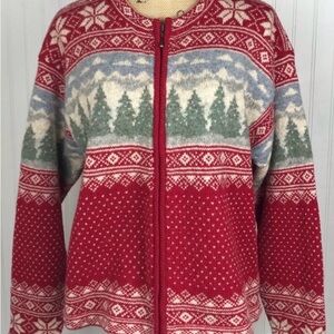 Icelandic Red FairIsle Winter Cardigan